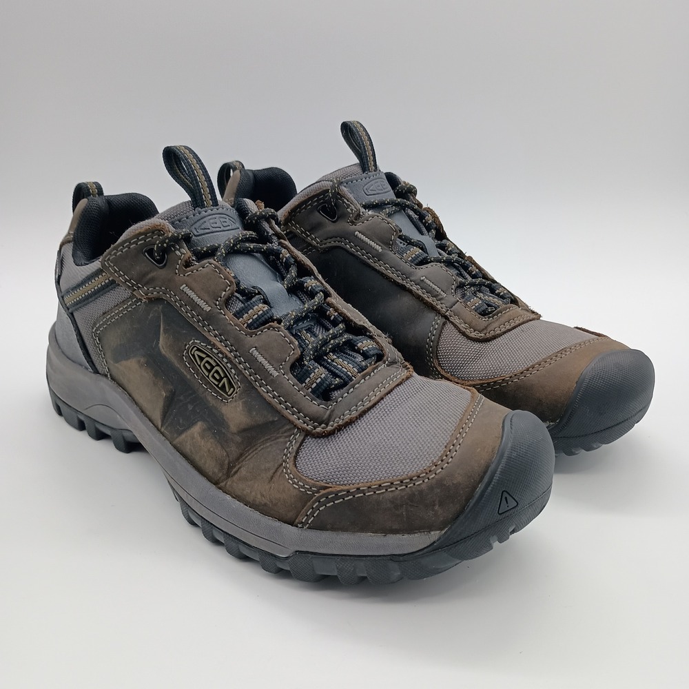 Keen Steens Waterproof Hiking Shoes Mens 9 Brown Grey Leather Low Top
